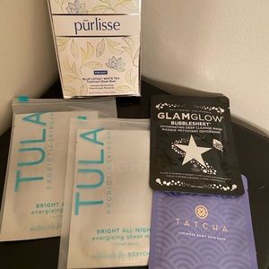 Purlisse, Tatcha, Glamglow, and Tula facemasks.